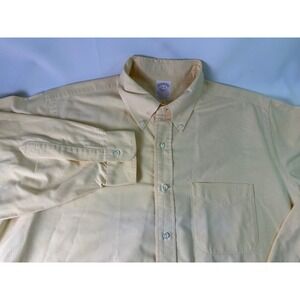 Brooks Brothers Makers Yellow Supima Cotton Button Down Shirt Mens 17 USA Made